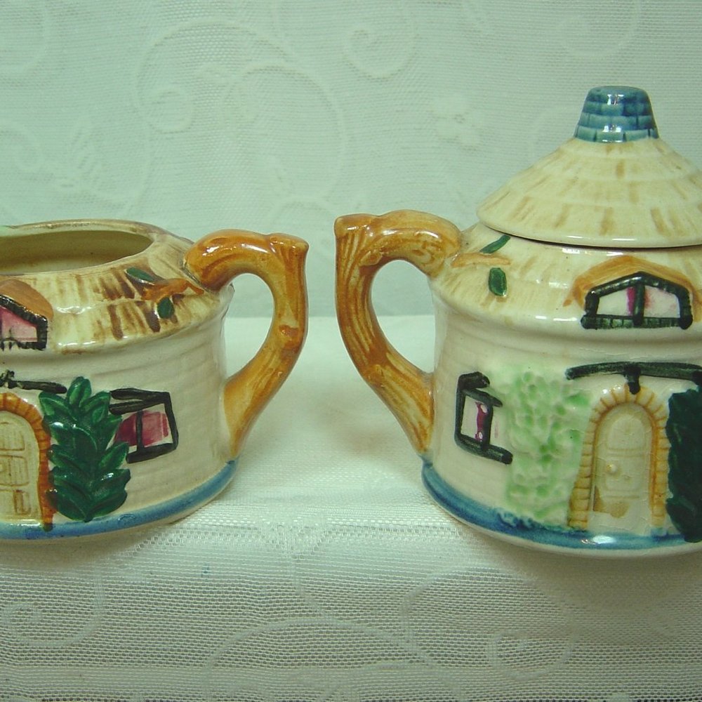 Vintage creamer & sugar bowl-made in Japan